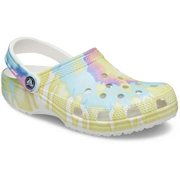 Zuecos Crocs Classic Tie-Dye Graphic Hombre Blancos Multicolor | Mexico 0803VRWD